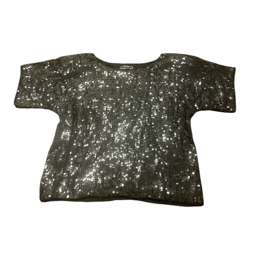 Vintage Jean for‎ Joseph Le Bon 100% Pure Silk Black Sequin Top Women's  Size L